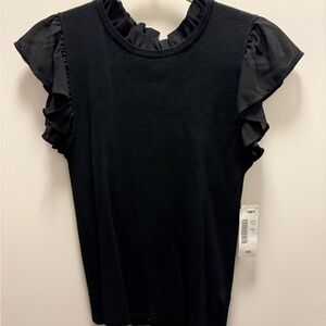 VOY Black Ruffle Sleeve Blouse